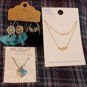 NWT Mixed Southwestern Necklace Earring Lot Turquoise Tassels